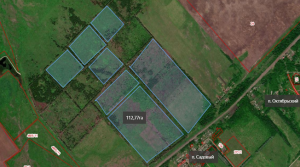Октябрьское МО северо-западнее пос. Садовый, земельный участок площадью - 112,77 га.

